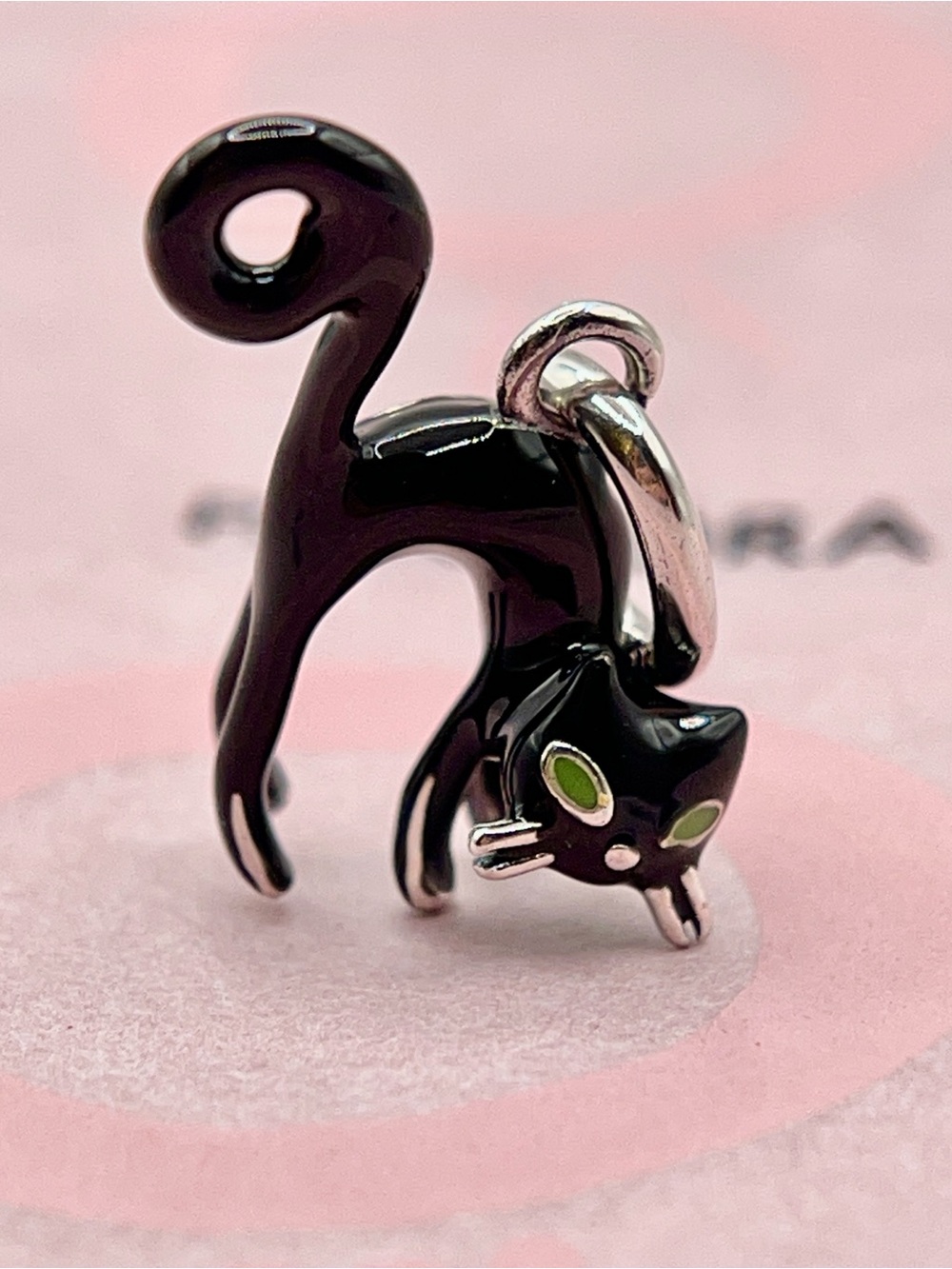 Pandora Black Cat Glow in the Dark MEOOOW Eyeshine Dangle Charm